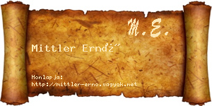 Mittler Ernő névjegykártya